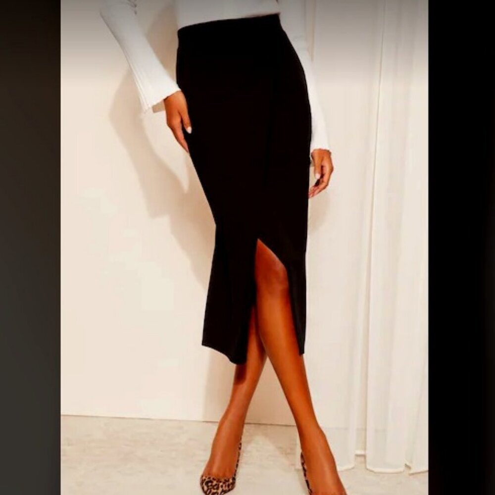 TODD OLDHAM Designer Y2K Black Midi Wrap Skirt Fred Hayman Beverly Hills LG $698 - Picture 2 of 8